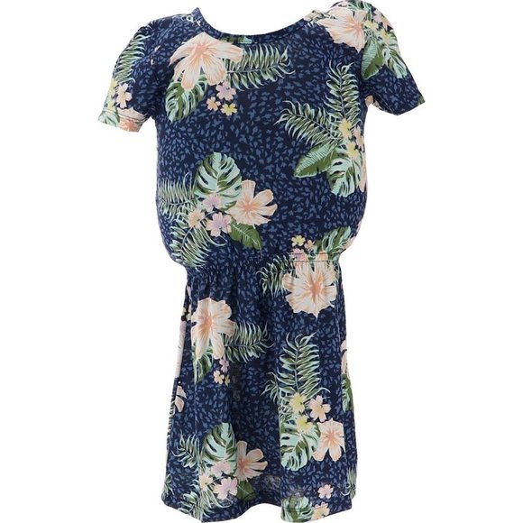 NWT ROXY GIRL THE CLOUDS SHORT SLEEVE DRESS BLUE FLORAL PRINT DRESS 4 & 6 - Picture 2 of 10